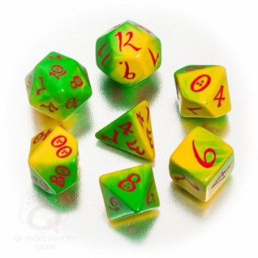 Set of elven dice Yellow, Green & Red Classic