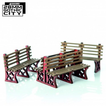 Red Iron Frame Benches