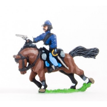 Union or Confederate: Trooper in Kepi firing pistol on charging horses