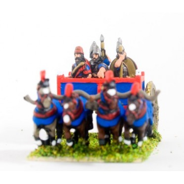 New Assyrian Empire: General in 4 horse heavy Chariot with driver and two Javelinmen