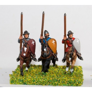 Mounted Sergeants in Conical Helms and Cloth Tunic, with Kite Shield & Lance on Unarmoured Horse