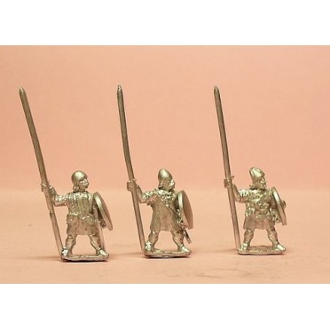 Medium Infantry in assorted helms with Long Spear & Round Shield