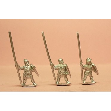Heavy Infantry in assorted helms with Long Spear & Kite Shield