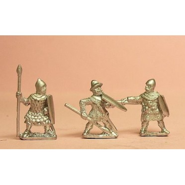 Heavy Spearmen, various dress, assorted shields