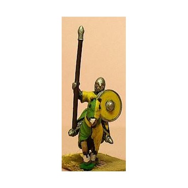 Spanish: Mounted Knight, 1050-1150AD with Round Shield & Barded Horse