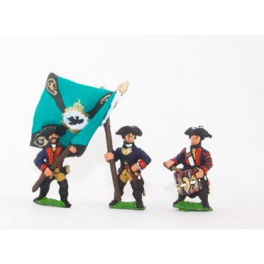 Seven Years War Prussian: Command: Musketeer Officer, Standard Bearer & Drummer