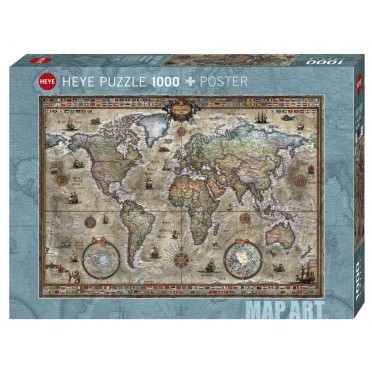Puzzle - Map Art Retro World - 1000 Pièces