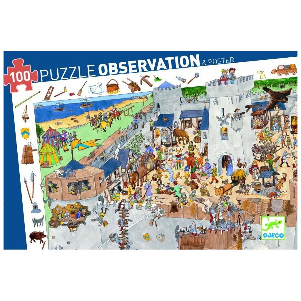 Puzzle 54 pièces : Poster et jeu d'observation : Aquatique - Djeco