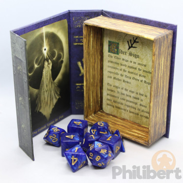 Set de 9 Dés JDR Elder Dice: Lovecraft Elder Sign (Blue Aether)