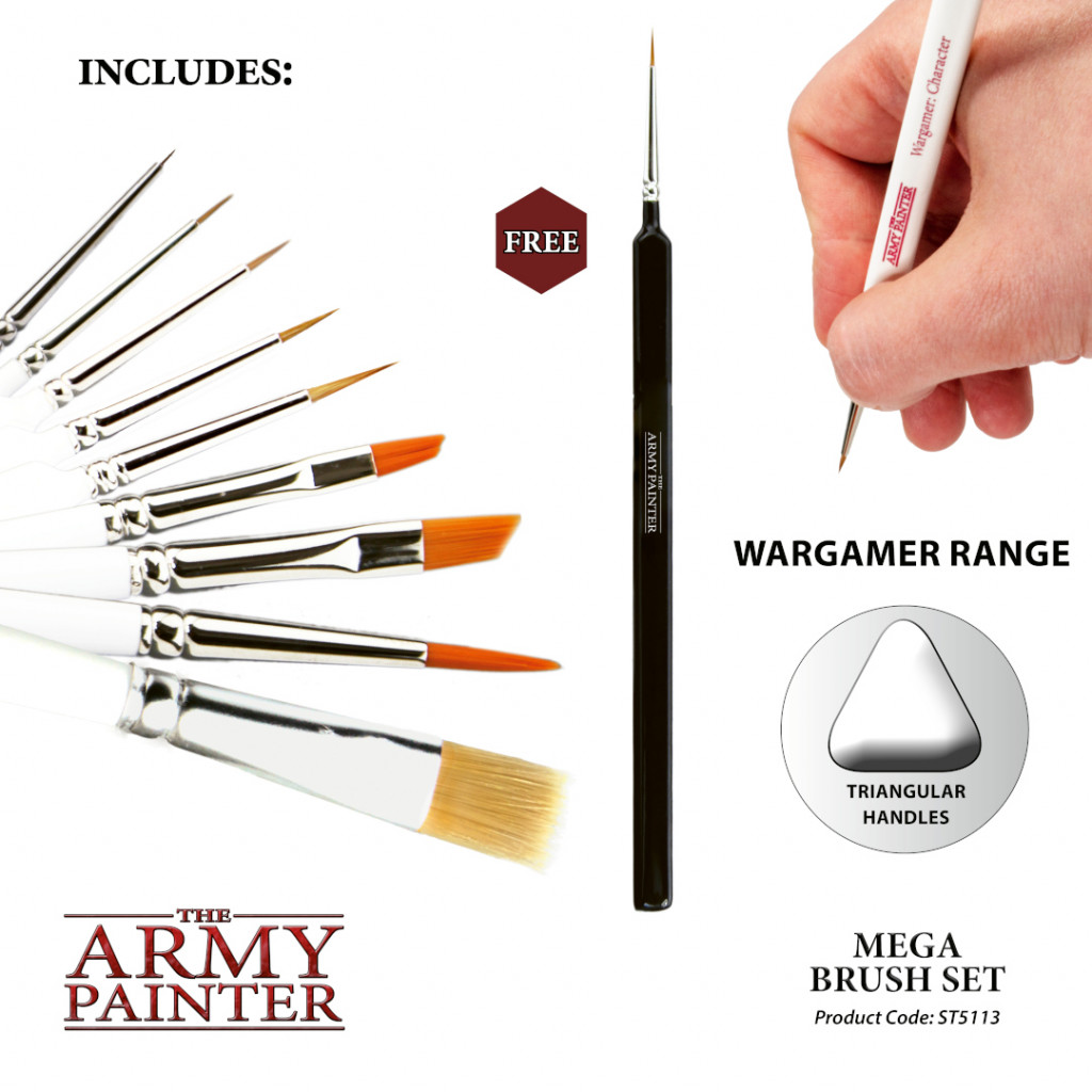 The Army Painter Gamemaster Character Brush Set - Precise Detail Brush Set  Include 1 Small Detail Brush, 1 Monstrous Brush, 1 Drybrush Fine Detail