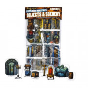 Flat Plastic Miniatures - Objects and Scenery - 62 Pieces