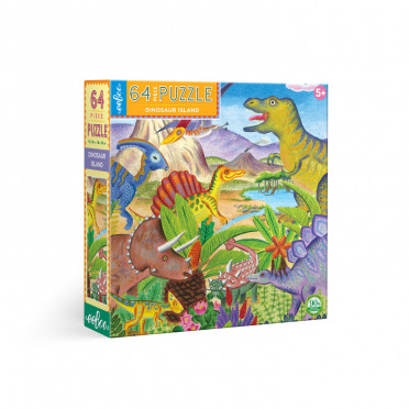 Puzzle - Ile des Dinosaures- 64 Pièces