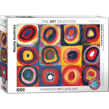 Puzzle - Vassily Kandinsky - Étude de Couleurs Carrés avec Cercles Concentriques - 1000 Pièces