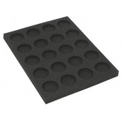 Tray for storing 20 miniatures on 40mm
