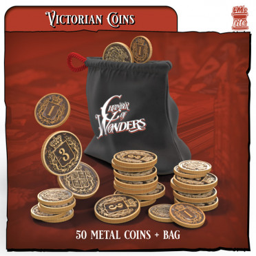 Chamber of Wonders – Victorian Metal Coins (50 coins + Bag)