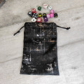 Dice bag in black velvet, marbled silver and gold 0
