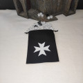 Black dice bag with white Templar cross pattern 2