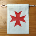 White dice bag with red Templar cross pattern 2