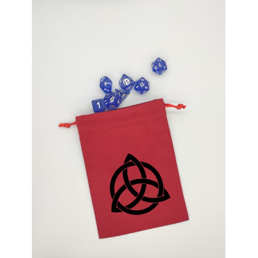 Red Dice Purse - Black Triquetra Pattern or Celtic Knot