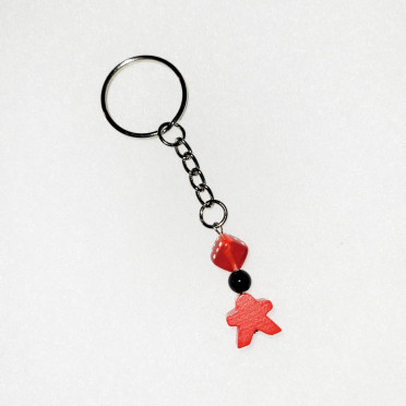 Mini meeple dice key ring - Red