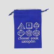 Dice bag - Choose your Weapon pattern - royal blue color