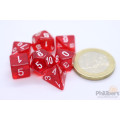 Translucent Mini-Polyhedral Red/white 7-Die Set 1