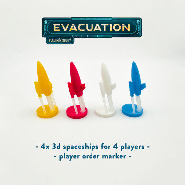 Évacuation – Ensemble de vaisseaux spatiaux 3D (4 pièces) - Marqueur d'ordre du tour des joueurs