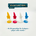 Évacuation – Ensemble de vaisseaux spatiaux 3D (4 pièces) - Marqueur d'ordre du tour des joueurs 0