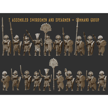Crab Miniatures - Undead Egyptians - Armored Skeletons with Spears x10
