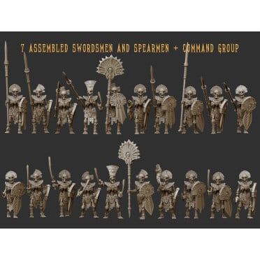 Crab Miniatures - Undead Egyptians - Armored Skeletons with Spears x20