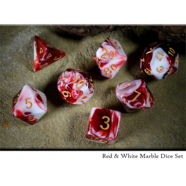 Red & White Marble Dice Set