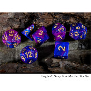 Purple & Navy Blue Marble Dice Set