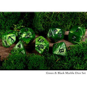 Green & Black Marble Dice Set