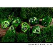 Green & Black Marble Dice Set