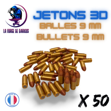 3D Tokens Bullets 9mm (50 pieces)