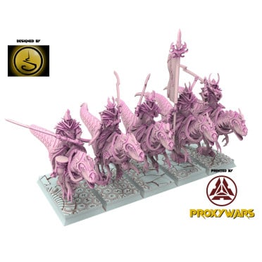 Dark Elves - x5 Raptor Rider with Great Weapon & Officer- HoloMiniatures