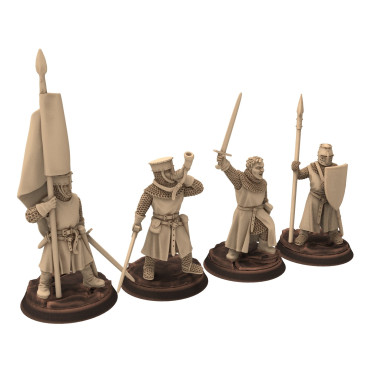 Medieval - Generic - x4 Knights Command on Foot- Medbury miniatures