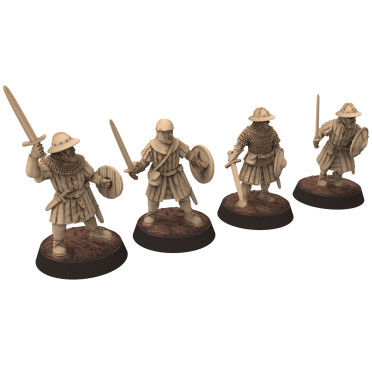 Medieval - Scotland - x4 Swordmens - Medbury miniatures