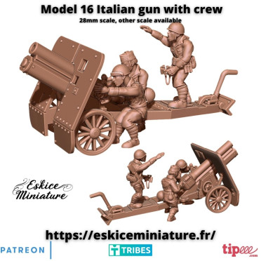 Eskice Miniature – WWII – Model 16 italian gun with crew - 28mm