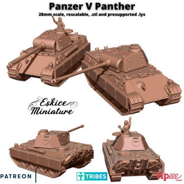 Eskice Miniature – WWII – Panzer V Panther tank with pilot - 28mm