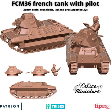 Eskice Miniature – WWII – FCM36 tank with pilot - 28mm