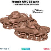 Eskice Miniature – WWII – French AMC 35 Tank with pilot - 28mm