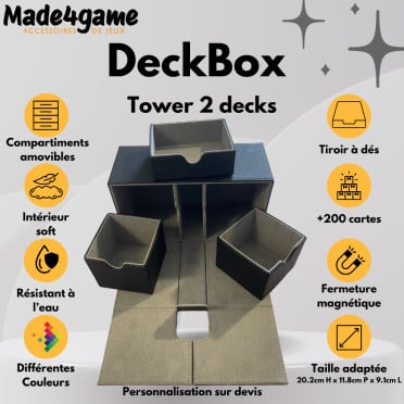 DeckBox triple compartiments - 2x100 cartes et tiroir de rangement