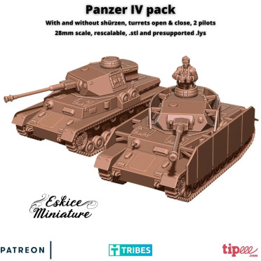 Panzer IV avec pilotes et shurzen - Fichiers 3D