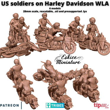 Soldats US sur Harley Davidson WLA - Fichiers 3D