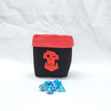 Black square dice bag - red Ork logo