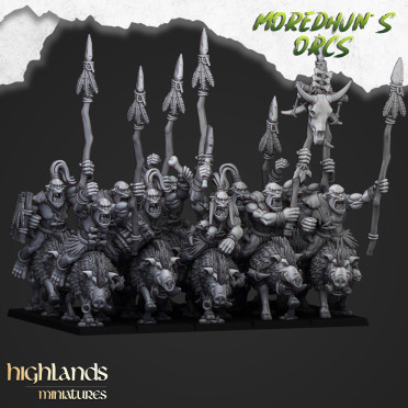 Highlands Miniatures - Moredhun's Orcs - Mounted Cave Orcs x5