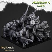 Highlands Miniatures - Moredhun's Orcs - Orcs on Boars x10