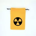 Flat yellow dice bag - black nuclear risk logo 0