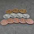 Set of generic metal coins of value 1, 2, 5 for board games 15